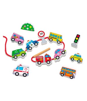 Дерев'яна шнурівка Viga Toys Автотранспорт (59851)