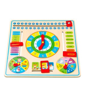 Дерев'яний календар Viga Toys з годинником (59872)