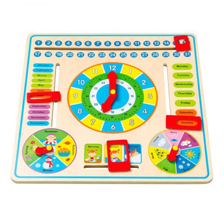 Дерев'яний календар Viga Toys з годинником (59872)