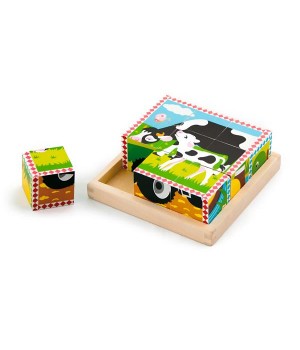 Дерев'яні кубики-пазл Viga Toys Ферма (59789)