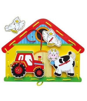 Дерев'яна шнурівка Viga Toys Весела ферма (59027)