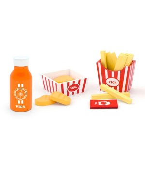 Іграшкові продукти Viga Toys Нагетси з картоплею фрі та соком (51603)