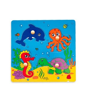 Дерев'яна рамка-вкладиш Viga Toys Морські мешканці (59564)