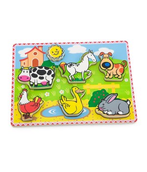 Дерев'яна рамка-вкладиш Viga Toys Звірята на фермі (56438)