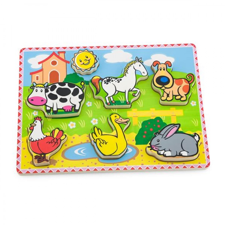 Дерев'яна рамка-вкладиш Viga Toys Звірята на фермі (56438)