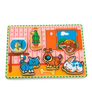 Дерев'яна рамка-вкладиш Viga Toys Домашні вихованці (56440)