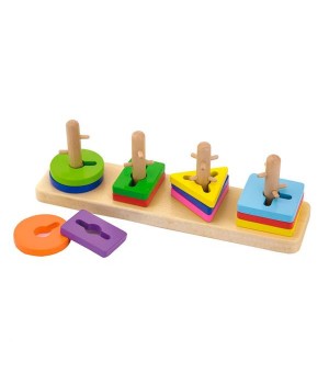 Дерев'яна логічна пірамідка-ключ Viga Toys Кольорові фігури (50968)