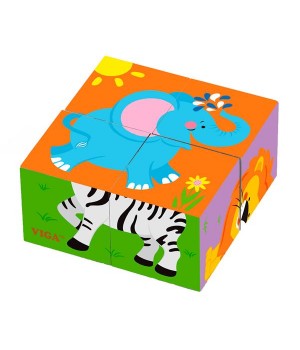 Дерев'яні кубики-пазл Viga Toys Звірята (50836)