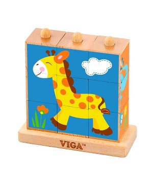 Дерев'яні кубики-пірамідка Viga Toys Звірята (50834)