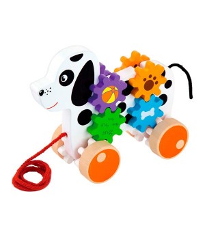 Дерев'яна каталка Viga Toys Собачка з шестерінками (50977)