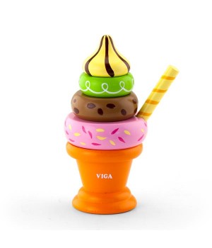 Іграшкові продукти Viga Toys Дерев'яна пірамідка-морозиво, помаранчевий (51322)