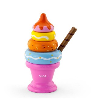 Іграшкові продукти Viga Toys Дерев'яна пірамідка-морозиво, рожевий (51321)