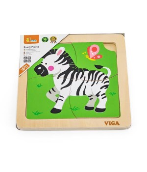 Дерев'яний міні-пазл Viga Toys Зебра, 4 ел. (51317)