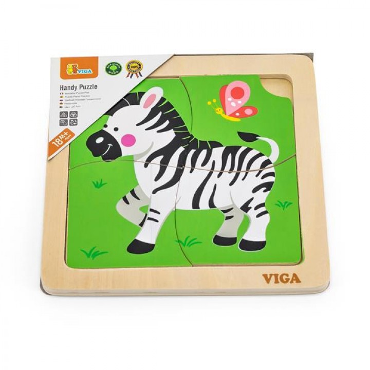 Дерев'яний міні-пазл Viga Toys Зебра, 4 ел. (51317)