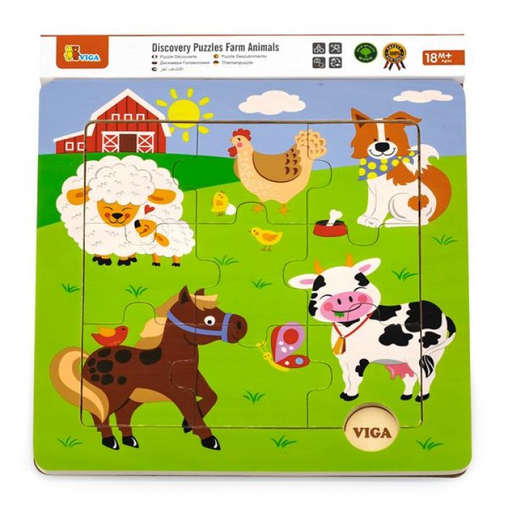 Дерев'яний пазл Viga Toys Звірята на фермі (50837)
