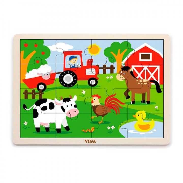 Дерев'яний пазл Viga Toys На фермі, 16 ел. (51448)