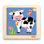 Дерев'яний міні-пазл Viga Toys Корівка, 4 ел. (51313)