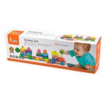 Дерев'яна каталка-поїзд Viga Toys Барвисті кубики (50089)