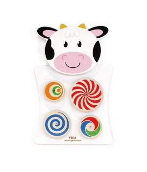Бізіборд Viga Toys Корівка з візерунчастими колами (50677)
