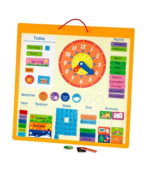 Магнітний календар Viga Toys з годинником, англійською мовою (50377)