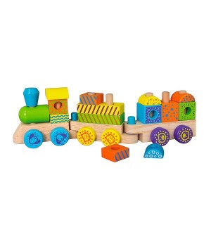 Дерев'яний поїзд Viga Toys Кубики (50572)