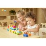Дерев'яна каталка-поїзд Viga Toys Барвисті кубики (50089)