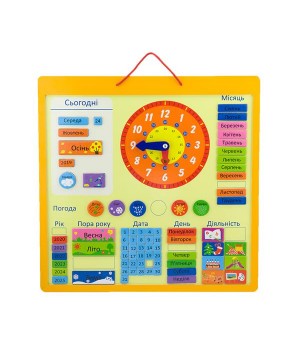 Магнітний календар Viga Toys з годинником, українською мовою (50377U)