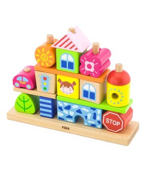 Дерев'яна пірамідка Viga Toys Городок (50043)
