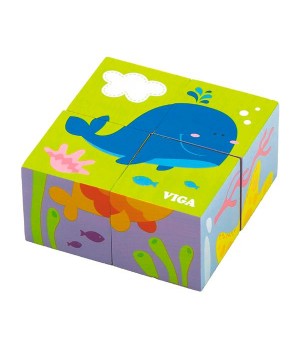 Дерев'яні кубики-пазл Viga Toys Підводний світ (50161)