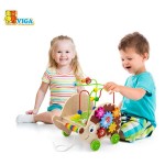 Дерев'яна каталка Viga Toys Їжачок із бізібордом (50012)