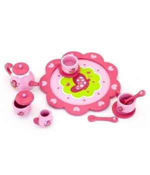 Іграшковий посуд Viga Toys Дерев'яний чайний набір, рожевий (50343)