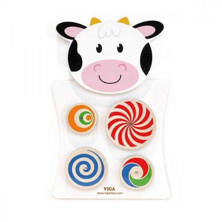 Бізіборд Viga Toys Корівка з візерунчастими колами (5067721)