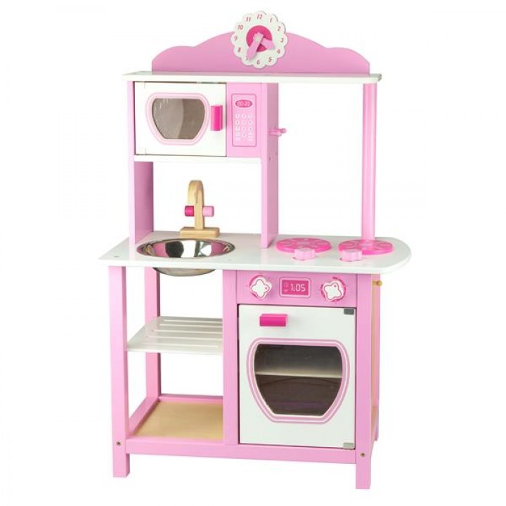 Дитяча кухня Viga Toys з дерева, біло-рожевий (5011121)