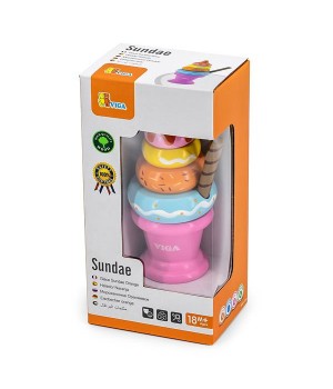 Іграшкові продукти Viga Toys Дерев'яна пірамідка-морозиво, рожевий (5132121)