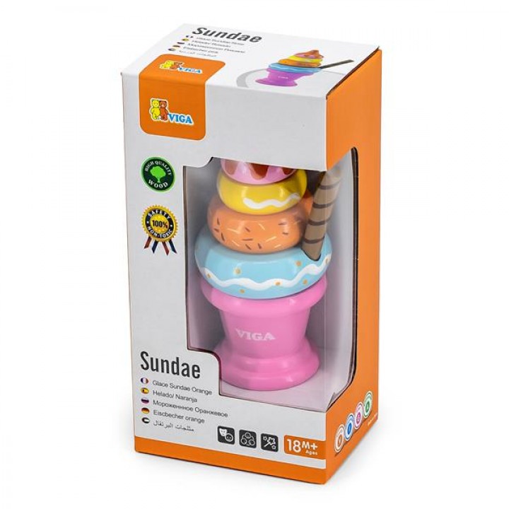 Іграшкові продукти Viga Toys Дерев'яна пірамідка-морозиво, рожевий (5132121)