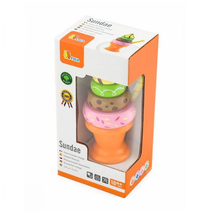 Іграшкові продукти Viga Toys Дерев'яна пірамідка-морозиво, помаранчевий (5132221)