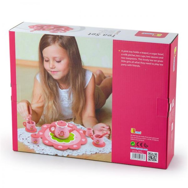 Іграшковий посуд Viga Toys Дерев'яний чайний набір, рожевий (5034321)