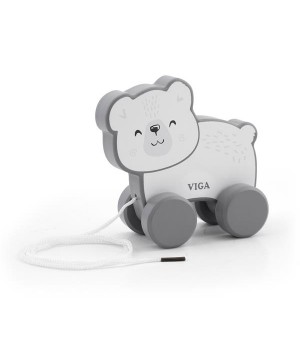 Дерев'яна каталка Viga Toys PolarB Білий ведмедик (44001)
