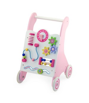 Дитячі ходунки-каталка Viga Toys з бізібордом, рожевий (5017821) Дитячі ходунки-каталка Viga Toys з бізібордом, рожевий (5017821)