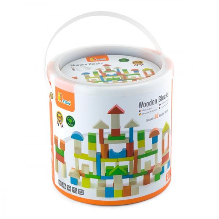 Дерев'яні кубики Viga Toys Кольорові блоки, 80 шт., 2,5 см (5033321)