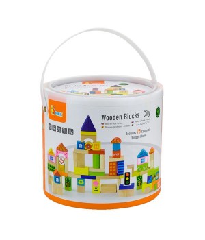 Дерев'яні кубики Viga Toys Місто, 75 шт., 3 см (5028721)