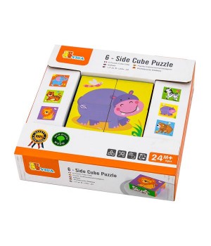 Дерев'яні кубики-пазл Viga Toys Звірята (5083621)