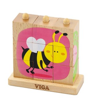 Дерев'яні кубики-пірамідка Viga Toys Комахи (5015821)