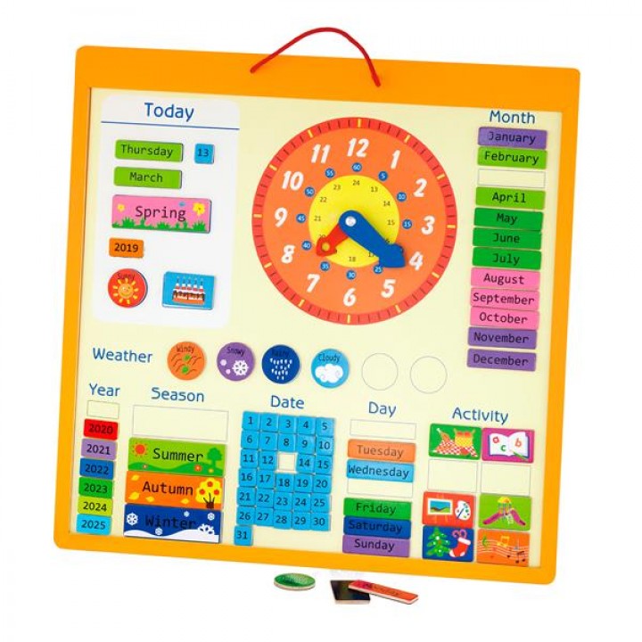 Магнітний календар Viga Toys з годинником, англійською мовою (5037721)21