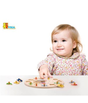 Дерев'яна рамка-вкладиш Viga Toys Годинник (5617121)