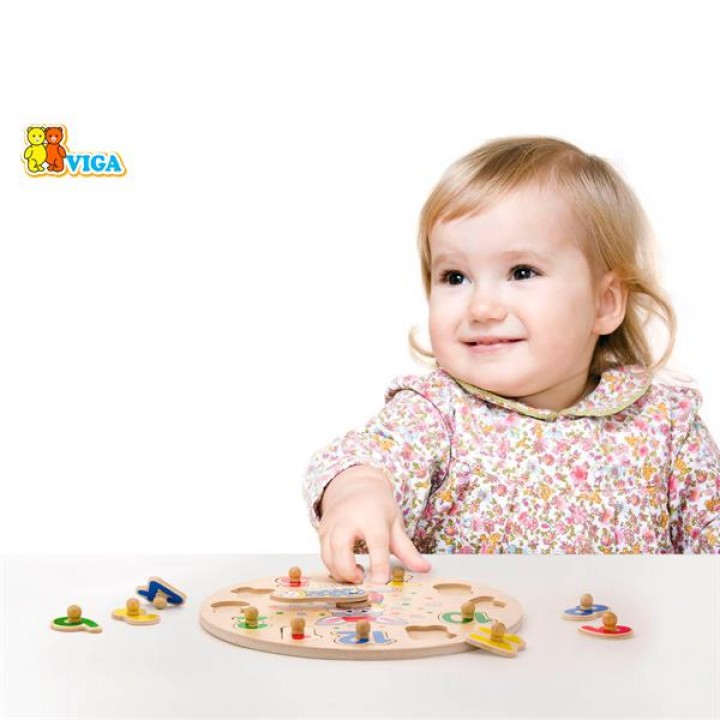Дерев'яна рамка-вкладиш Viga Toys Годинник (5617121)