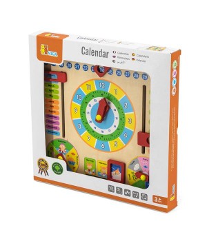 Дерев'яний календар Viga Toys з годинником (5987221)