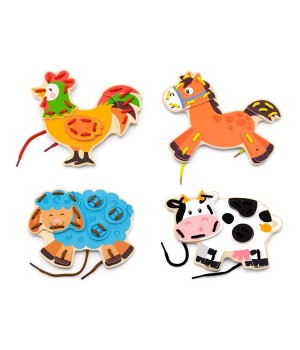 Дерев'яна шнурівка Viga Toys Фермерські звірята (5132521)