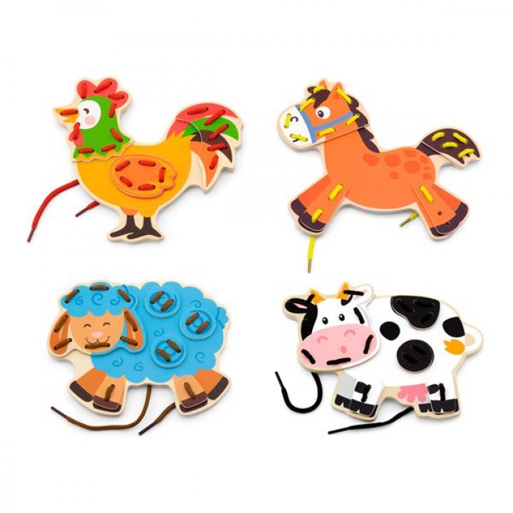 Дерев'яна шнурівка Viga Toys Фермерські звірята (5132521)