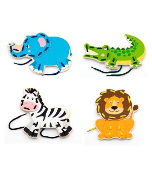 Дерев'яна шнурівка Viga Toys Африканські звірята (5132621)